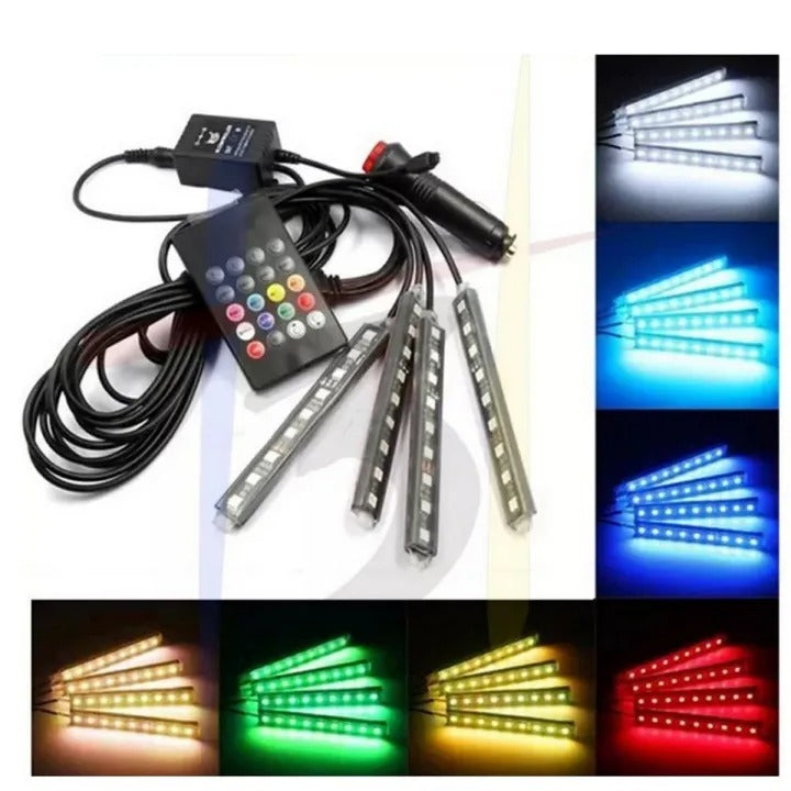 Car Interior Floor Decorative Atmosphere Light Remote Control RGB Light with Music Sensor