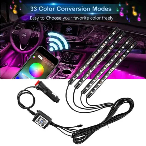 Car Interior Floor Decorative Atmosphere Light Remote Control RGB Light with Music Sensor
