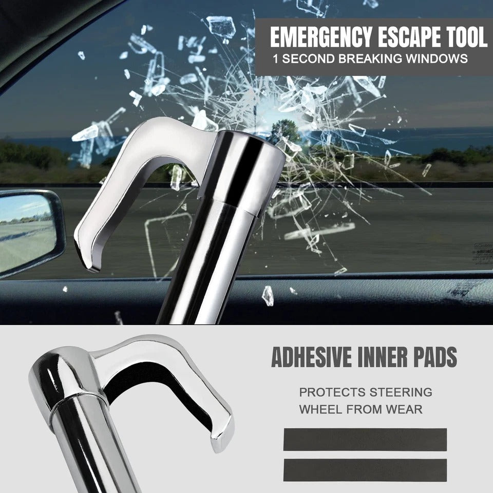Pedal Lock Anti Theft Double Hook Clutch Brake Lock Steering Wheel Locks for Cars (Chrome Body)