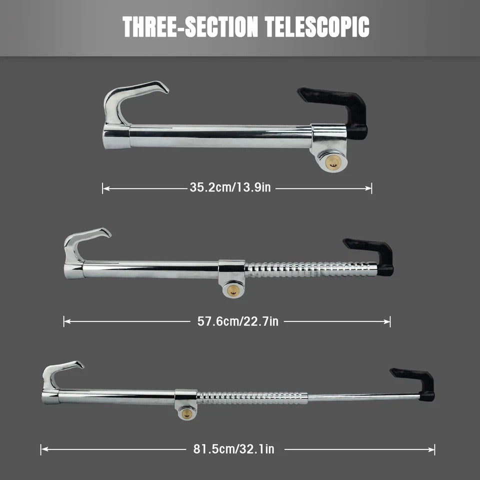 Pedal Lock Anti Theft Double Hook Clutch Brake Lock Steering Wheel Locks for Cars (Chrome Body)