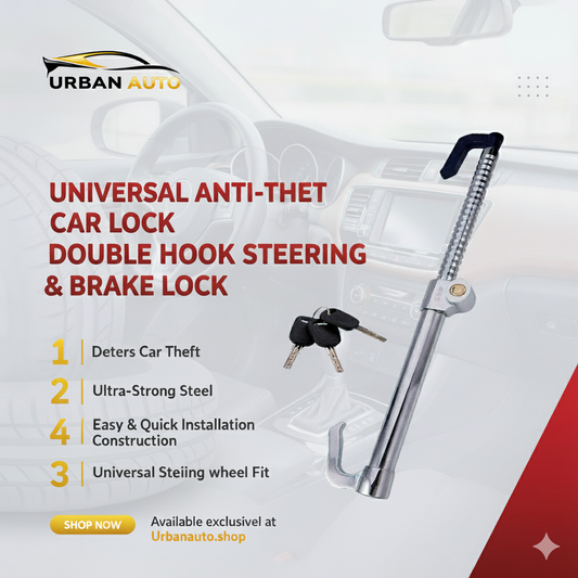 Pedal Lock Anti Theft Double Hook Clutch Brake Lock Steering Wheel Locks for Cars (Chrome Body)