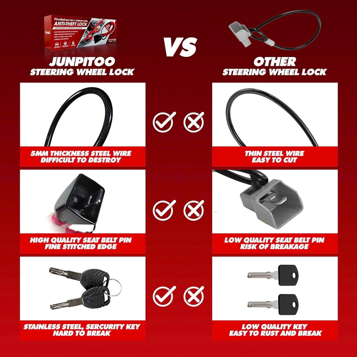 Universal Car Seat Belt Steering Wheel Lock