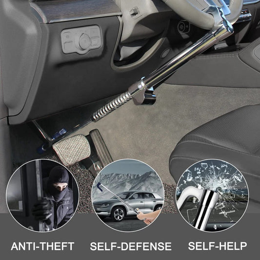 Pedal Lock Anti Theft Double Hook Clutch Brake Lock Steering Wheel Locks for Cars (Chrome Body)